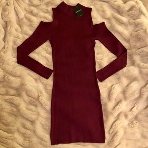 Ribbed Midi Dress with Shoulder Cutouts